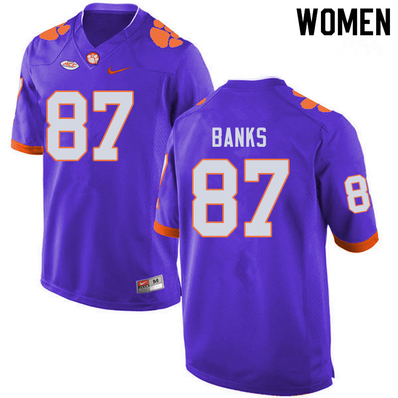 Women #87 J.L. Banks Clemson Tigers College Football Jerseys Sale-Purple